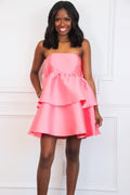 Hallie Rae Strapless Tiered Dress: Bright Rose Pink