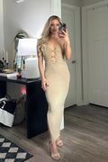 Briley Midi Dress: Taupe