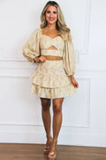 Chance of Sun Floral Two Piece Set: Mauve/Yellow Multi