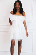 Your Heart is Mine Tulle Bow Dress: White