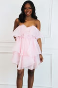 Constance Organza Tiered Ruffle Dress: Pale Blush