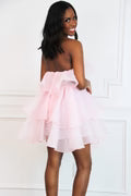 Constance Organza Tiered Ruffle Dress: Pale Blush