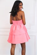 Hallie Rae Strapless Tiered Dress: Bright Rose Pink